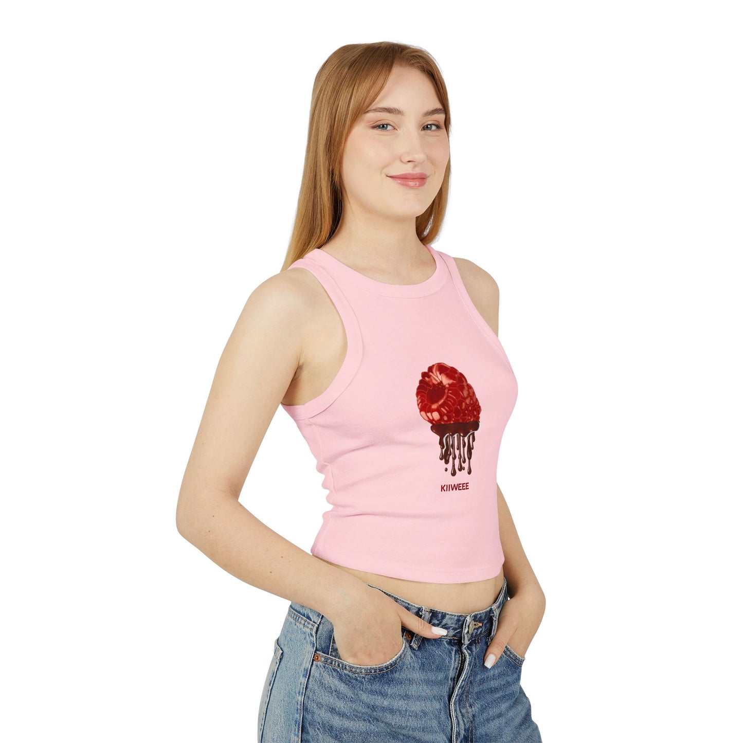 Rasberry Drip Rib Racer Tank Top