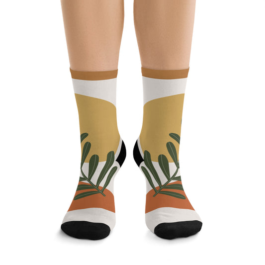 Leafy Steps Socks – Plant Vibes in Mustard + Orange