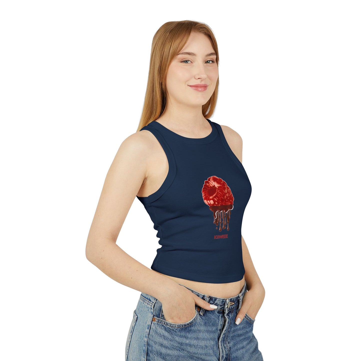 Rasberry Drip Rib Racer Tank Top