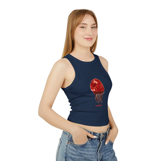 Rasberry Drip Rib Racer Tank Top