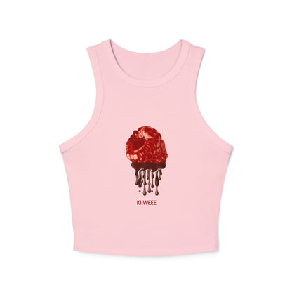 Rasberry Drip Rib Racer Tank Top